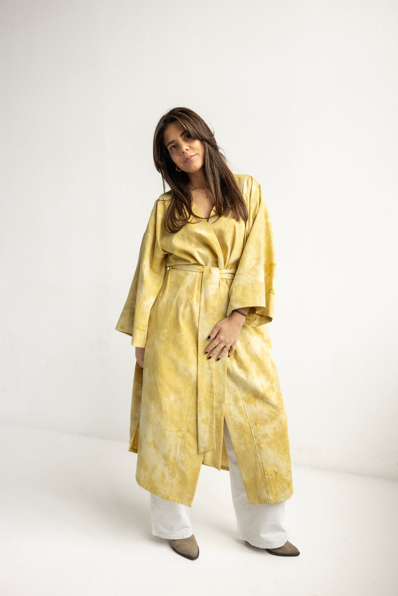 Tie Die Yellow Kimono