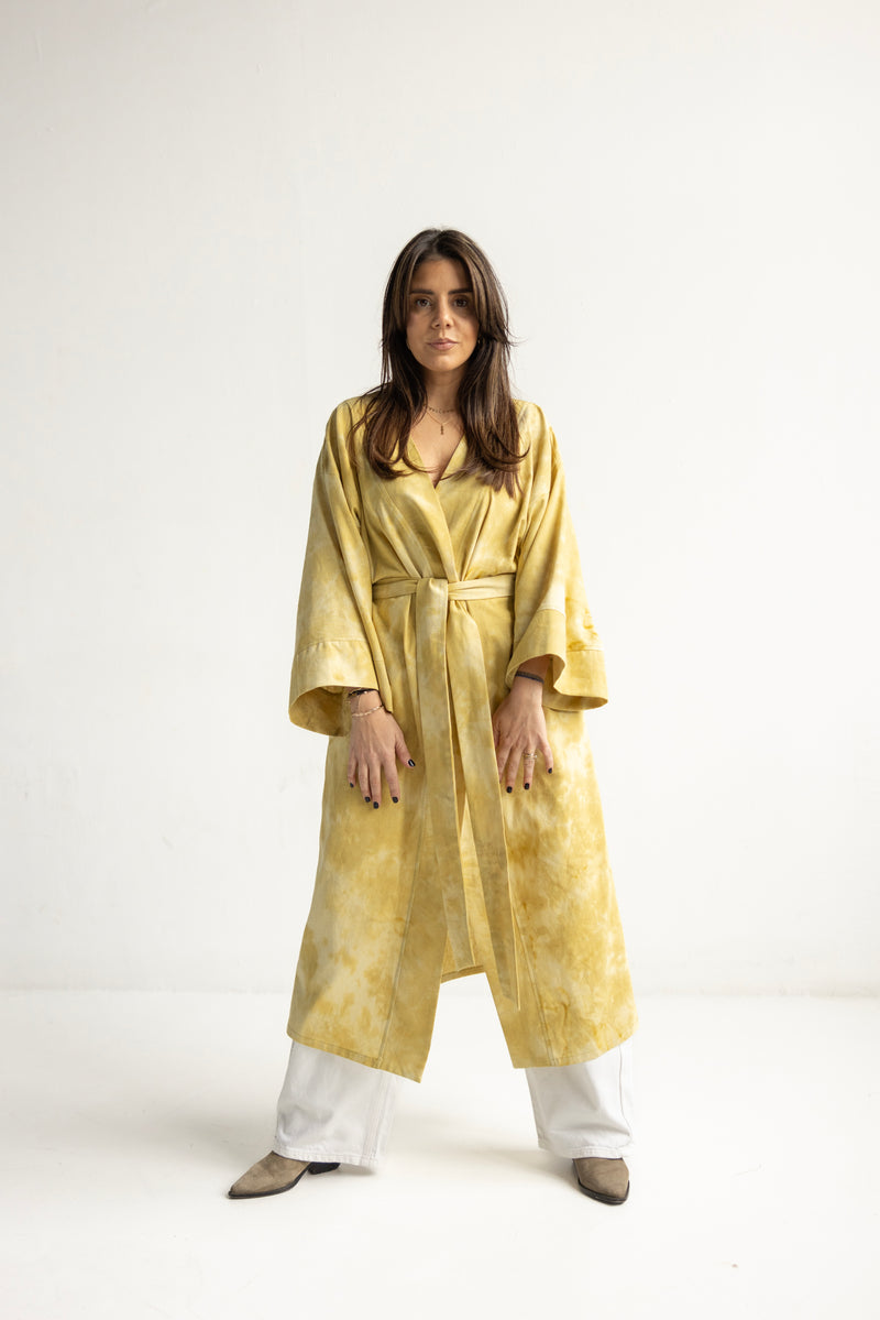 Tie Die Yellow Kimono