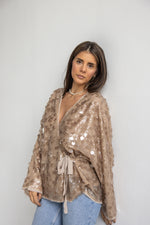 Beige Sequins Kimono