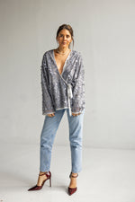 Grey Sequins Kimono