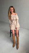 Off Shoulder Cotton Dress with Long Sleeves